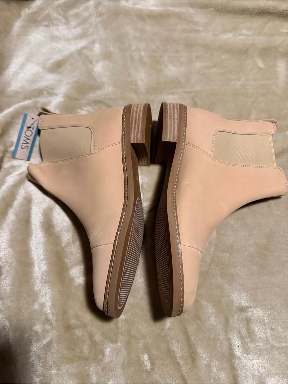 Toms Oatmeal Nubuck Leather Chelsea Ankle Boots